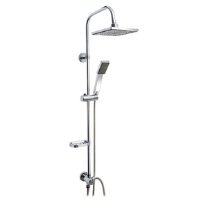 Columna de ducha Tempi cromada de 98 cm de altura con ducha de mano y cabezal de lluvia para uso en el baño - Product Image 1