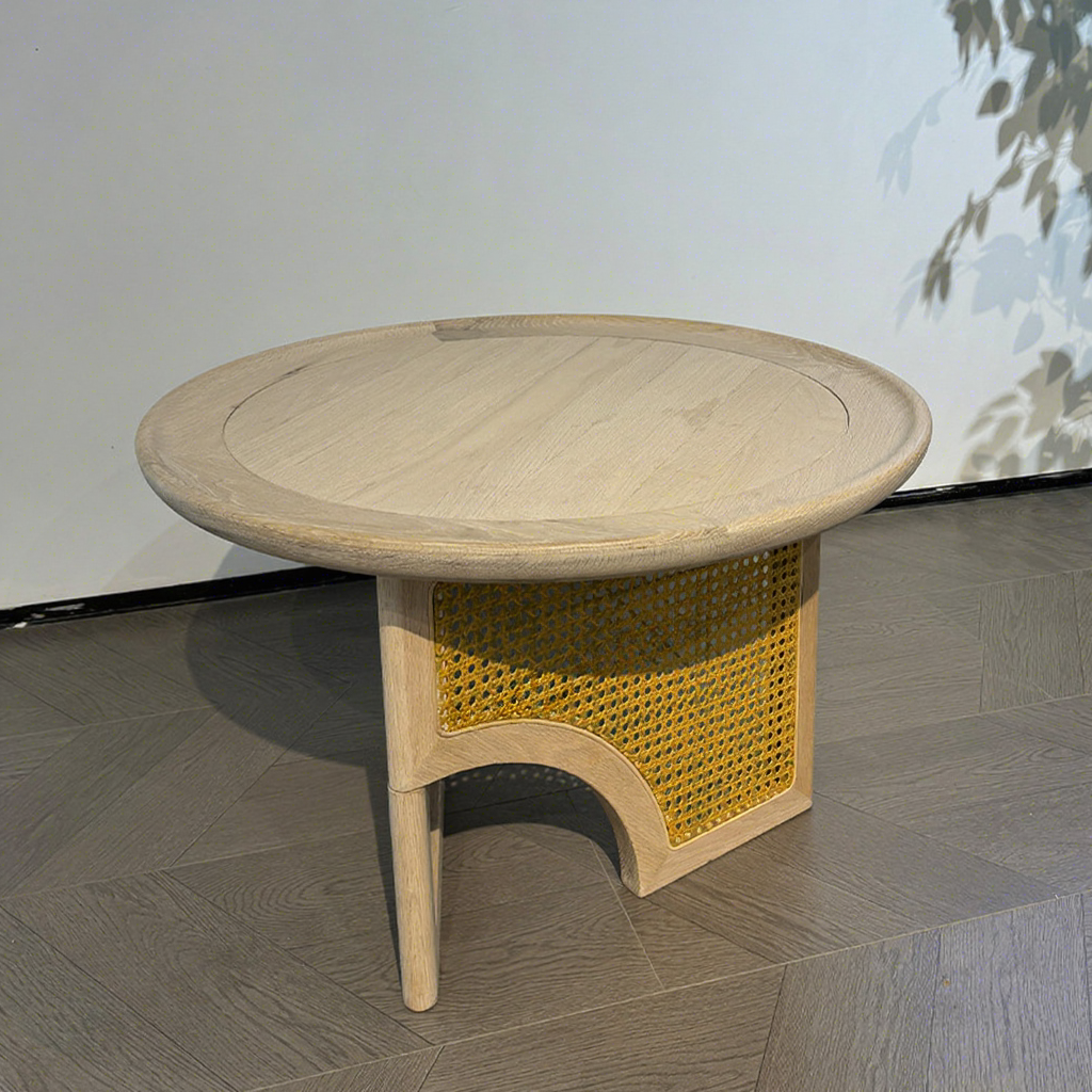 washed white-red oak solid wood-rattan-100*100*50cm