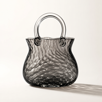 Vases en cristal en gros, motif sac à main, pour fleurs, en écaille de tortue et ambre, centre de table élégant, imprimé léopard, pour mariage