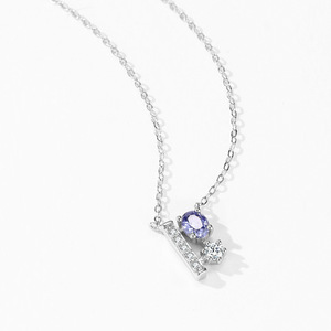 Collier pendentif géométrique en argent sterling S925 avec zircon violet ovale, version cuivre personnalisable, minimaliste, cadeau pour femme - Product Image 6