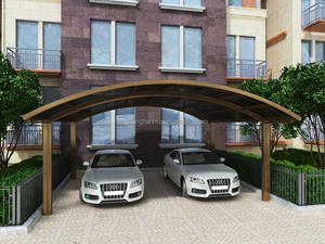 Abri de voiture <span class=keywords><strong>double</strong></span> en aluminium durable avec <span class=keywords><strong>toit</strong></span> en polycarbonate pour 2 voitures, design moderne pour extérieur - Product Image 2