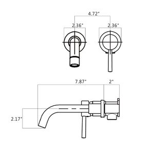 Robinet de salle de bain mural DB en laiton brossé doré, design minimaliste, mitigeur à poignée unique, valve en céramique, installation 1 trou - Product Image 6