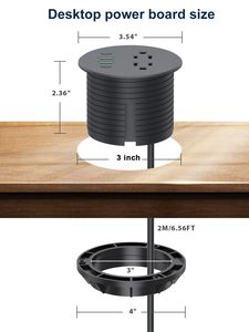 <span class=keywords><strong>Regleta</strong></span> de alimentación empotrada de 20W/65W con carga rápida PD para el hogar y el trabajo, toma de corriente empotrada para escritorio - Product Image 5