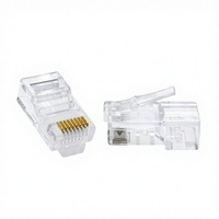 Conector RJ45 Cat6 8P8C UTP, Enchufe Ethernet con Contactos Chapados en Oro para Terminación de Cable LAN Cat5e/Cat6 (Transparente)