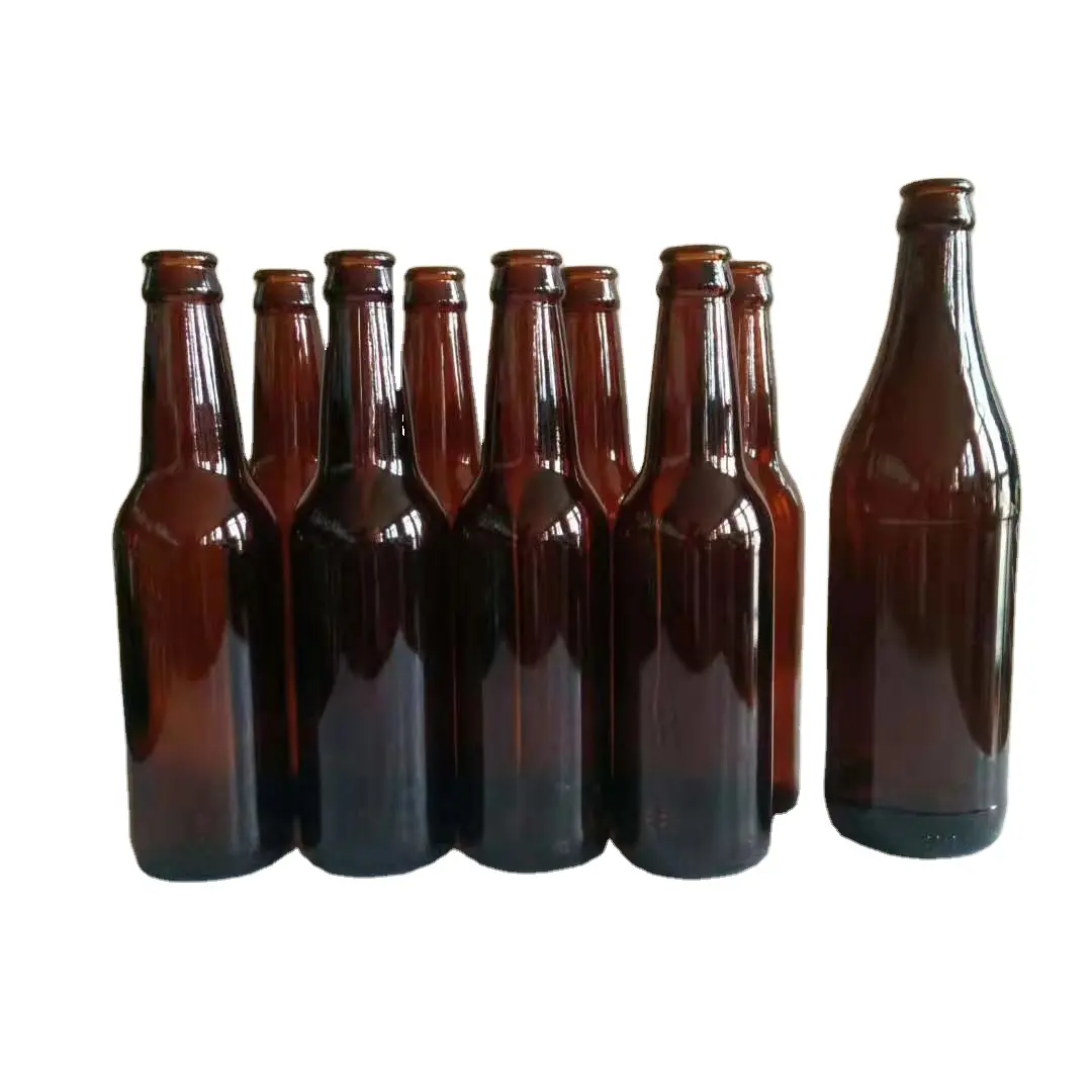 Whosale फैक्टरी प्रत्यक्ष उच्च गुणवत्ता 330ml 500ml मुकुट टोपी एम्बर शराब बियर कांच की बोतल
