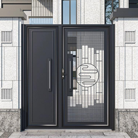 Serrure Intelligente Haut de Gamme Personnalisée à Poignée Grille Ondulée Cloud Wave pour Porte d'Entrée Double Battante de Villa Contemporaine