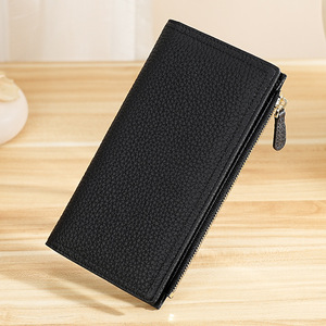 Portefeuille pour femmes en cuir véritable, grande capacité, avec fermeture éclair longue, blocage RFID, porte-cartes - Product Image 5