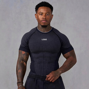 Magliette a compressione personalizzate, t-shirt sportive da <span class=keywords><strong>uomo</strong></span>, t-shirt raglan con ricamo in rilievo, t-shirt da <span class=keywords><strong>uomo</strong></span> all'ingrosso - Product Image 1