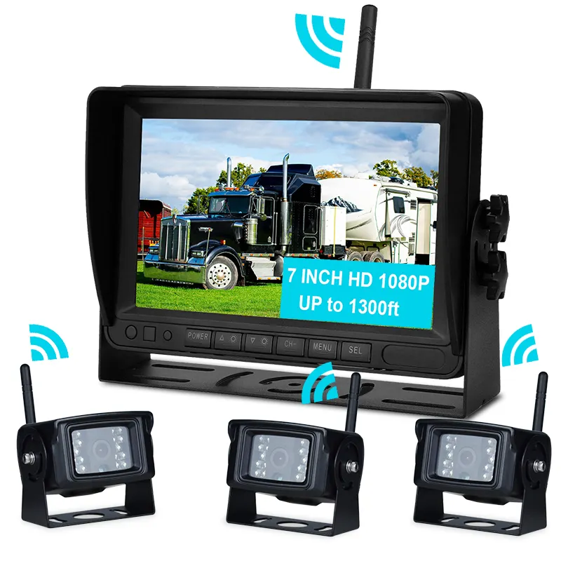 2020 New Arrival Vehicle Bus Truck 1080P 4CH Surveillance Camera Kit 7 Inch Wireless Monitor System