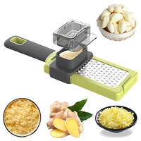 YIGO EN STOCK Mini Mandoline 3-en-1 : Râpe à gingembre et ail, Hachoir à légumes avec récipient, Outil de cuisine portatif