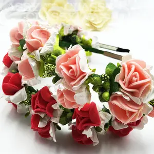 Kunstbloem Hoofdtooi Bloemen Hoofdband Vrouwen Hoofddeksel Foam Rose Bloem Hoofdband