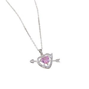 Collana Haomi Sweet Pink Diamond con Piercing a <span class=keywords><strong>Cuore</strong></span>, Micro-incastonatura in Acciaio Inossidabile, Unisex, Sportiva, Lusso Leggero, Moda di Alta Gamma - Product Image 5