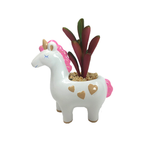 <span class=keywords><strong>Maceta</strong></span> <span class=keywords><strong>de</strong></span> cerámica esmaltada decorativa <span class=keywords><strong>de</strong></span> escritorio para el hogar, macetas 3D <span class=keywords><strong>de</strong></span> <span class=keywords><strong>unicornio</strong></span> pequeño pintado a mano para aplicaciones <span class=keywords><strong>de</strong></span> jardín - Product Image 1