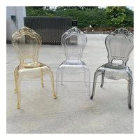 Grosir kursi pernikahan transparan dan acara akrilik kristal es susun Resin bening kursi Chiavari