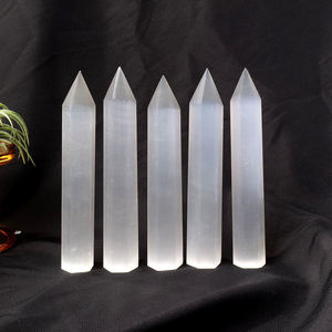 คริสตัลธรรมชาติโมร็อกโก เซเลไนต์ทรงกระบอก สำหรับตกแต่งบ้าน วางบนโต๊ะ - Product Image 5