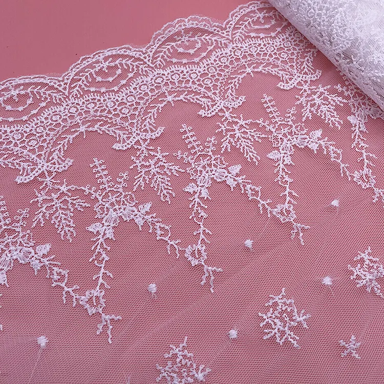 Manufacture wholesale milk silk embroidery lace designer lace women's accessories mesh lace Fine thread embroidery
