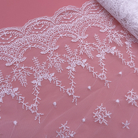 Dentelle brodée en soie de lait écologique de haute qualité pour vêtements féminins - Dentelle en maille de créateur avec fil fin