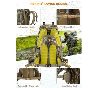 Sac à dos tactique de camouflage pour alpinisme 60L avec cadre externe et système MOLLE pour randonnée et camping en extérieur - Product Image 3