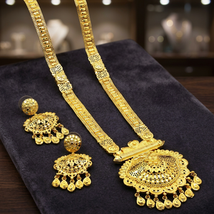Wholesale 14K 18K 24K Micron Gold Plated Forming Long Necklaces Set Floral Design Traditional Long Jewelry Set Fashion Necklaces - Product Image 2