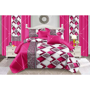 Mới thời trang bông điền Quilt tấm ga trải giường thiết lập 12pcs bedspread mô hình hình học in Rèm bedding Set - Product Image 1