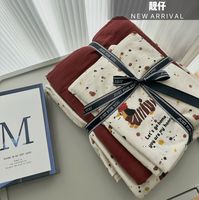 Ensemble de literie en coton tricoté 100% de qualité directe d'usine belles feuilles imprimées respectueuses de la peau pour toutes les saisons utilisation à la maison