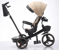 Tricycle en acier pour enfants de bonne qualité à 3 roues, tricycle pour bébé avec frein, barre de poussée réglable pour les enfants de 2 à 4 ans