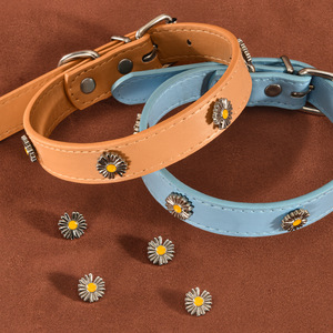 Pu Leather <b>Dog</b> Collar Adjustable Small Pet Neck Collar With Flower Pattern For Cats And <b>Dogs</b> Wholesale - Product Image 2