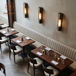 <span class=keywords><strong>Table</strong></span> carrée en bois Ron Group, chaise rembourrée, banquette en cuir, mobilier de restaurant - Product Image 3