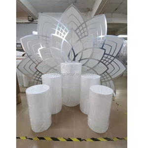 Acrylic Round Cylinder Pedestal White and Black Acrylic <strong>Plinths</strong> Display <strong>Stand</strong> for Wedding - Product Image 2