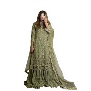 FATEMA FASHION Salwar Kameez Tradicional Indio, Moderno, de Secado Rápido, para Todas las Temporadas, Verde, Bordado, Corte Regular, para Mujer - Product Image 1