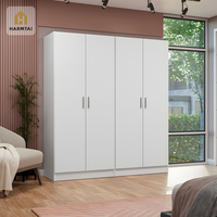 Armoire de luxe moderne HarmTai à 4 portes, finition grain de bois, étagères réglables, tringle de suspension, écologique, pour rangement de chambre d'appartement
