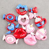 Grande taille simuler doux coeur ailes lèvres bâton magique bonbons dos plat résine bricolage Cabochons Scrapbook artisanat coque de téléphone accessoires
