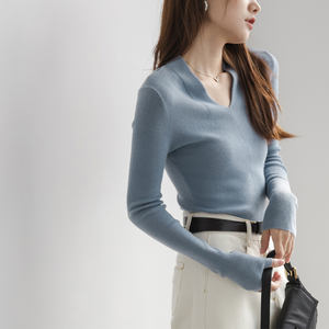 2025 nuevo suéter de mujer con cuello en V suéter de fondo superior interior de mujer - Product Image 5