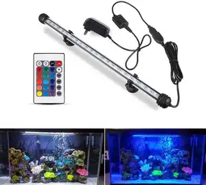 Luz sumergible subacuática para acuario, luz LED con control remoto para pecera, 16 colores, 4 modos