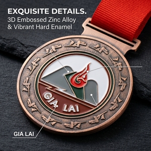 Médailles personnalisées avec emblèmes de feu et de montagne pour les festivals culturels ethniques, médaille en métal 3D en relief et émaillée avec centre creux - Product Image 2