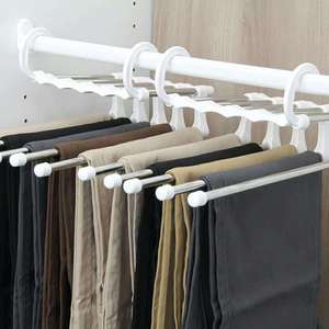 5 in 1 Pantaloni della Cremagliera Ripiani in Acciaio Inox Multi-funzionale Armadio Magico Dei Pantaloni Gancio del Cappotto di Immagazzinaggio Organizzazione