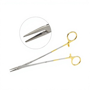 Portaagujas de madera Crile de 9 pulgadas para zurdos, instrumentos quirúrgicos con mordazas de acero inoxidable dentadas, agarre superior, hemostático, CE - Product Image 1