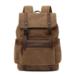 BSCI Chinese Supplier Practical Minimalistic Travel Vintage Gift Cotton Canvas Men's Bag Laptop Backpack