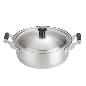 304 Stainless Steel Noodle <b>Pot</b> 2.1-3L Double Handles Heat Resistant Mini Hot <b>Pot</b> <b>Soup</b> <b>Pot</b> - Product Image 2