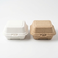 Scatola per Hamburger e Sushi Personalizzata con Logo, in Bagassa di Canna da Zucchero, Monouso, Ecologica, Resistente, per Asporto, Adatta a Microonde e Congelatore