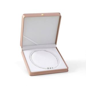 Wholesale Luxury Leather Fashion <b>Beige</b> <b>Storage</b> <b>Boxes</b> Ring Pendant Pearl Necklace Jewelry Gift Box - Product Image 1