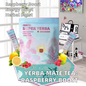 Bubuk Teh Instan Yerba Mate Rasa Raspberry Lemon Penambah Energi Alami Suplemen Herbal Dewasa Produk Kecantikan - Product Image 3