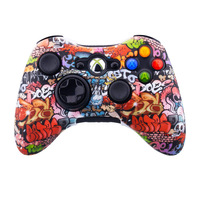 Housse de protection en silicone colorée pour la console de jeu Xbox 360, manette, impression par transfert d'eau, coque en caoutchouc souple