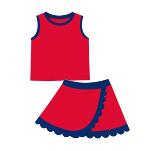 Conjuntos Deportivos Personalizados Coloridos para Niñas: Camiseta, Chaleco, Falda con Borde Festoneado, Pantalones Cortos y Skorts para Juegos y Eventos Casuales - Product Image 3