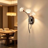Appliques murales LED en bronze doré à motif floral avec lampe, applique murale de chevet pour chambre à coucher, décoration intérieure de luxe, intensité variable, CRI 95 élevé