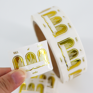 ฉลากใสแบบม้วน BOPP สำหรับสินค้าสั่งทำพิเศษ พร้อมปั๊มฟอยล์ทอง สำหรับอาหาร เครื่องดื่ม และขวดเทียน - Product Image 1