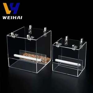 Kalın akrilik kuş banyosu ve otomatik besleyici kase şeffaf no-dökülme gıda konteyner asılı fincan papağan kafes için - Product Image 4