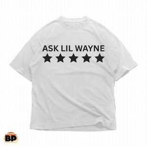 T-shirt Ask Lil Wayne unisex in cotone pesante, abbigliamento casual, stile streetwear, regalo per gli amanti della musica - Product Image 1