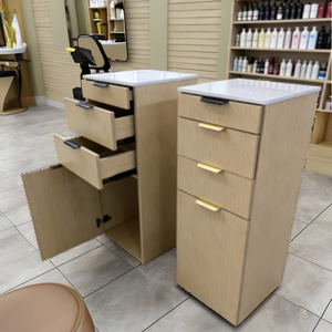 Carrello Mobile in Legno di Noce per Parrucchieri, Arredamento per Saloni di Bellezza e Barbieri, Postazione di Styling - Product Image 3