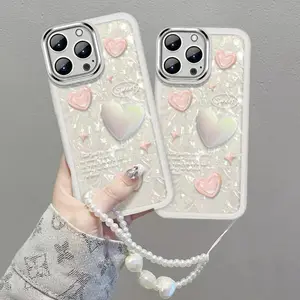 Grosir casing ponsel Harga terbaik untuk iPhone 13 14 15 Film lensa cinta 3D 13 paket penuh 14 bingkai foto Phantom casing lunak